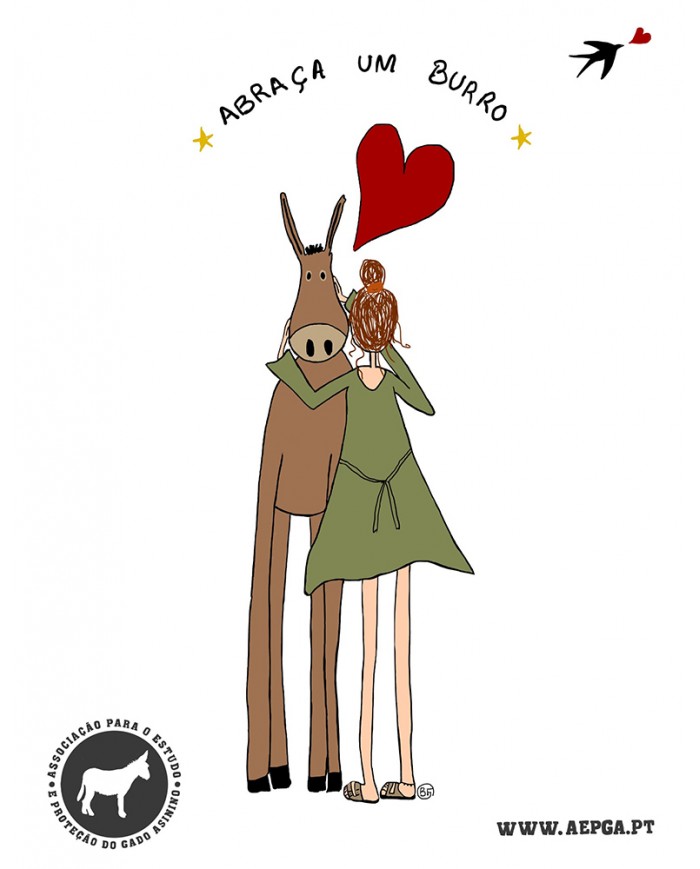 Postal: Abraça um Burro (menina)